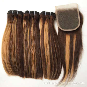 Indian Bouncy Remy Raw Virgin Hair Double Drawn With Closure, Best Quality Human Hair Vietnam Bone Straight Super Double Drawn